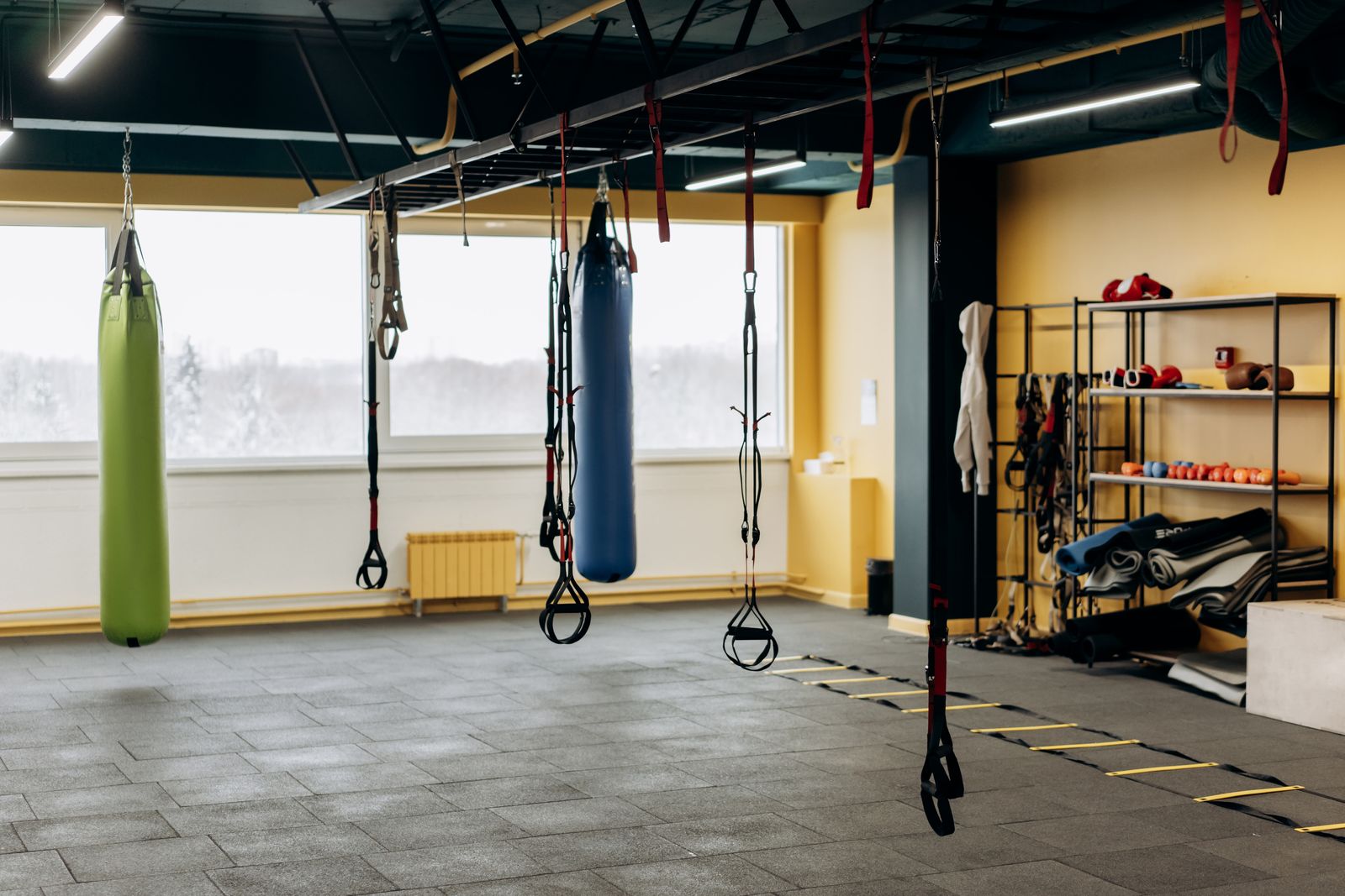 The training floor and equipment at Stronger Body